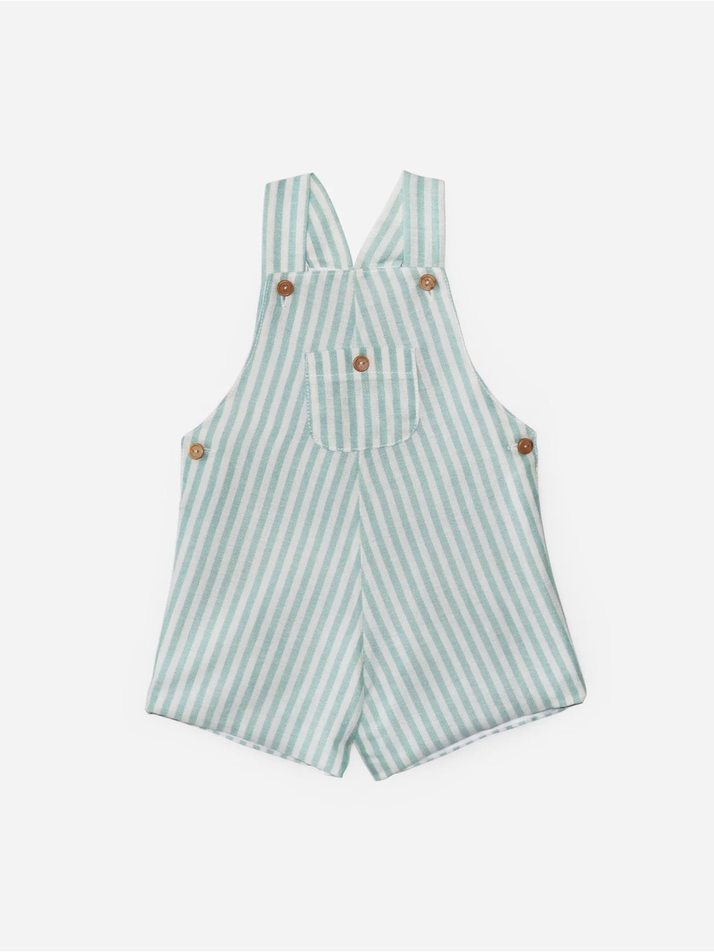 striped mint green kids’ shortalls